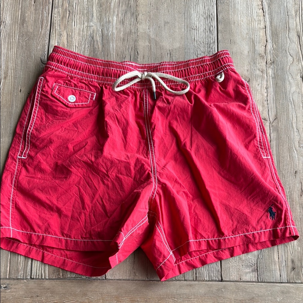 Men's Red Polo Swim Trunks by Ralph Lauren Shorts Size Small